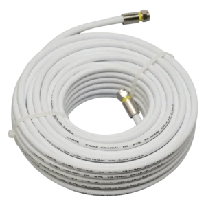 Kit Cabo Coaxial RG6 75 Ohms Sinuta 30 Metros com 3 Conectores F de Compressão Profissional