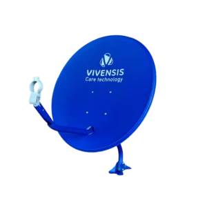 Antena Parabólica Banda Ku 60cm Vivensis Azul com Logo em Aço Galvanizado e Alta Resistência Mecânica