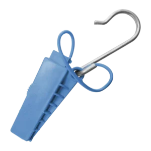 Esticador Plástico para Cabo Drop Tipo Cunha Azul 2Flex com Gancho Metálico Isolado - UND
