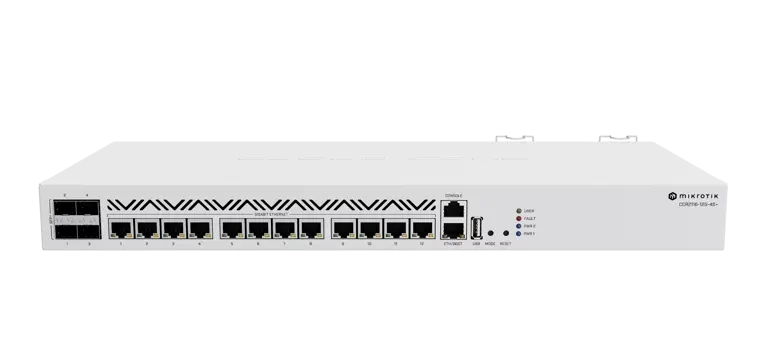 Roteador MikroTik Cloud Core Router CCR2116-12G-4S+ 13 Portas Gigabit 4 Portas SFP+ 10G Dual Fonte Redundante