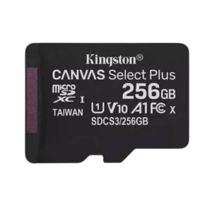 Cartão de Memória MicroSDXC 256GB Kingston Canvas Select Plus Class 10 UHS-I U3 V30 A1 com Adaptador SD