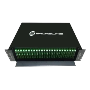 Distribuidor Interno Óptico DIO 19" Shoreline 72 FO Montado Completo SM SC/APC 3U Preto