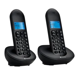 Telefone Sem Fio Motorola MT150-2 Duo com Identificador de Chamadas DTMF/FSK Tecnologia DECT 6.0 Cor Preto - Kit com 2 Monofones