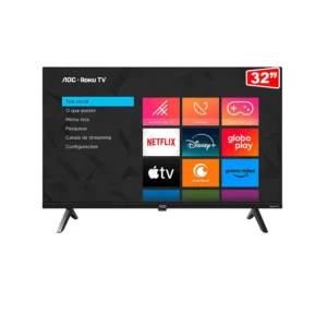 Smart TV LED 32 Polegadas AOC 32S5045 HD Roku TV Wi-Fi HDMI USB VESA Preto