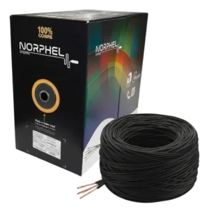 Cabo de Rede LAN U/UTP Cat.6 Norphel 4 Pares 23AWG Preto CMX - Caixa 305m