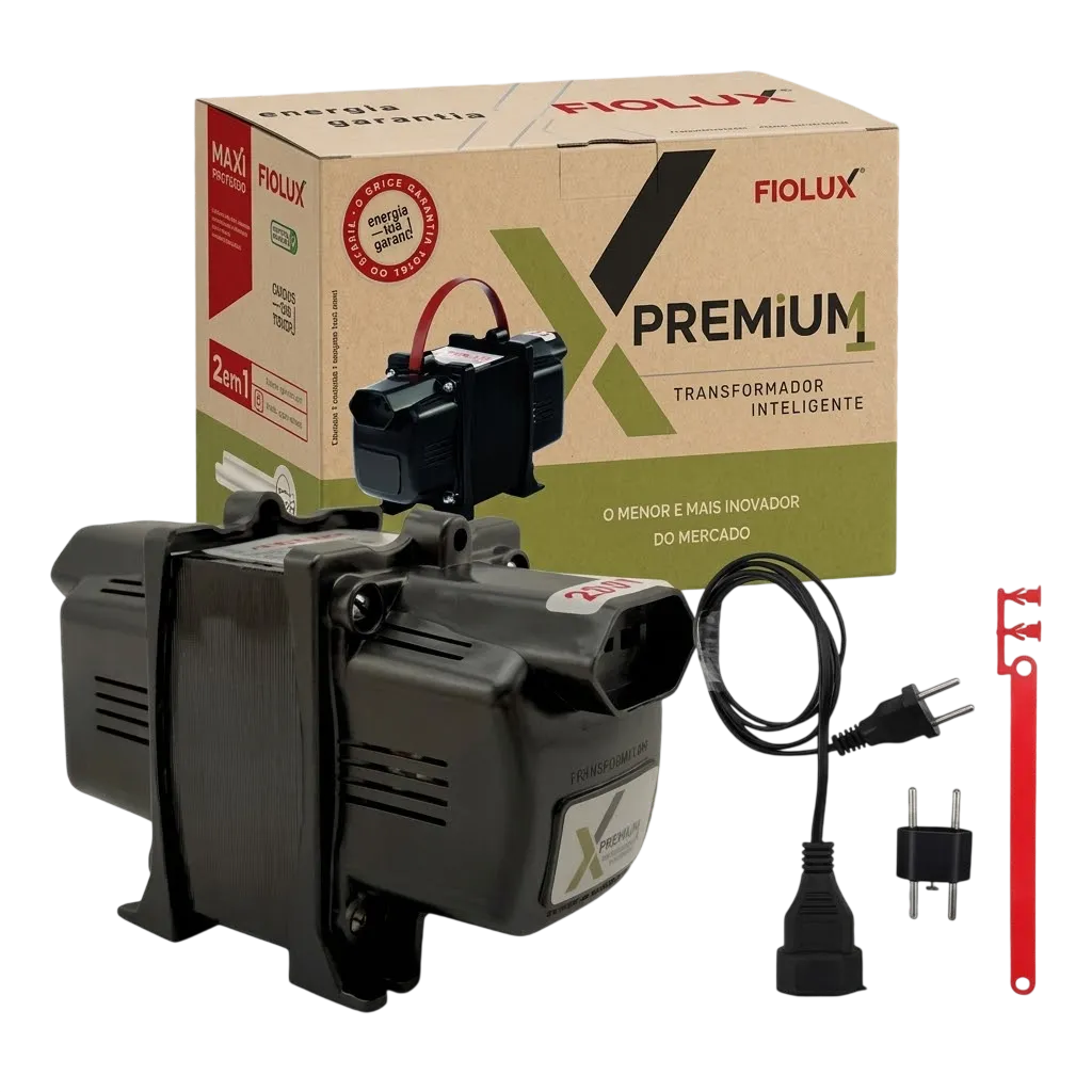 Auto Transformador Fiolux Premium Bivolt 2P 750VA com Proteção Térmica e Alça