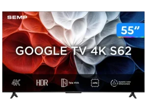 Smart TV LED 55 Polegadas Semp 55S61 4K UHD Google TV Wi-Fi Bluetooth HDR10 HDMI USB VESA
