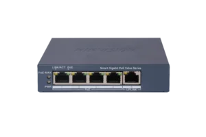 Switch Smart Managed Gigabit Metálico Hikvision DS-3E1505P-EI 4 Portas PoE 60W + 1 Porta Uplink RJ45 6KV