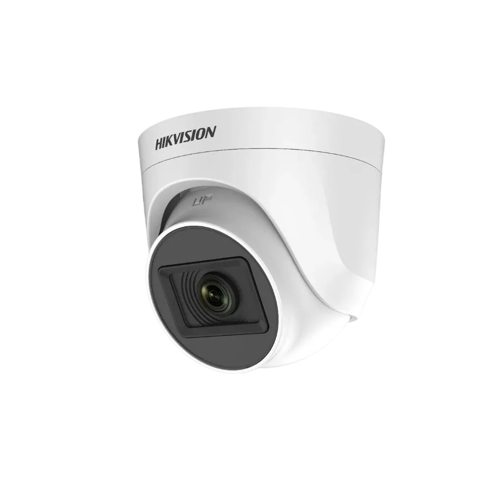 Hikvision DS-2CE76D0T-ITPFS Câmera Analógica Turret 2MP Full HD 1080p Lente 2.8mm IR 20m com Microfone Integrado e Áudio por Coaxial