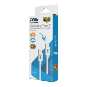 Cabo de Conectividade e Carga USB para USB Tipo C Proeletronic 1 Metro Branco CAUSB-100CC