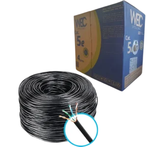 Cabo Lan Cat5e UTP 4 Pares WEC 100% Cobre Preto - Caixa 305m