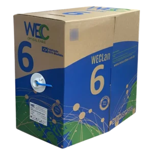 Cabo de Rede LAN U/UTP Cat.6 WEC 4 Pares 100% Cobre Nu 23AWG Azul CMX - Caixa 305m