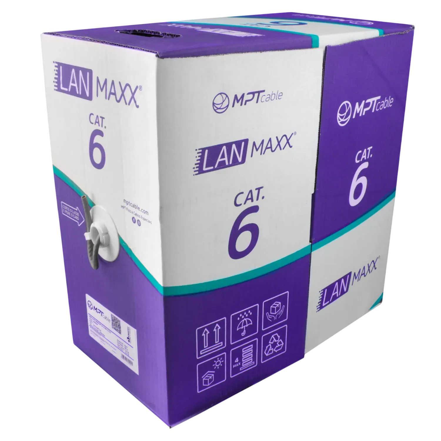 Cabo de Rede LAN Cat6e WEC U/UTP 4 Pares 100% Cobre Puro 23 AWG CMX Cinza Caixa 305 Metros