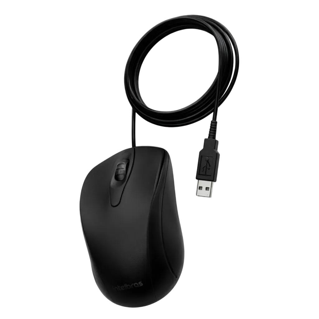 Mouse Óptico com Fio Intelbras MCI 10 Conexão USB Preto 1000 DPI
