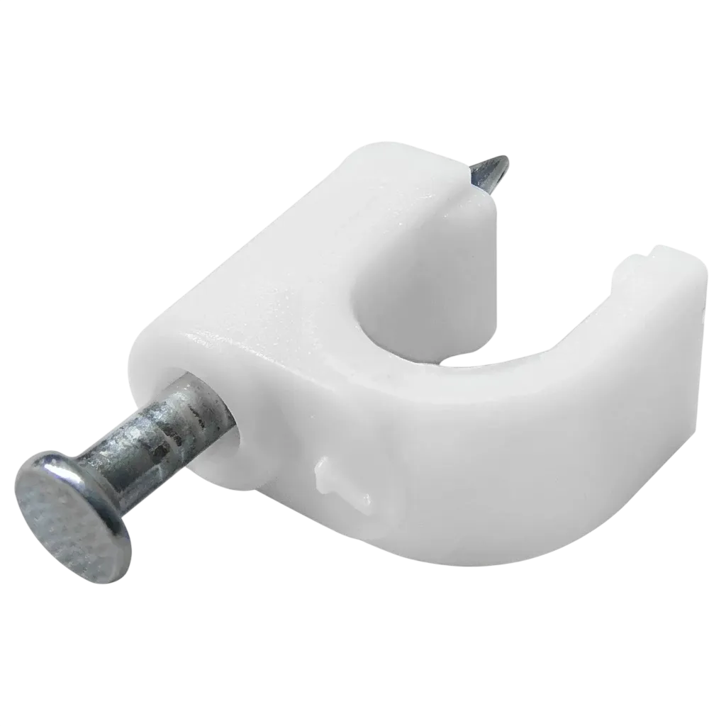 Nova Era Fixa Cabo Coaxial RG59 Tipo Miguelito com Prego de Aço Temperado Zincado Branco Pacote com 100 Unidades