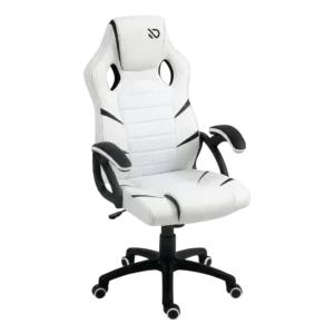 Cadeira Gamer Duex DX9002 Reclinável Pistão Classe 4 com Almofadas Cervical e Lombar Branco e Preto