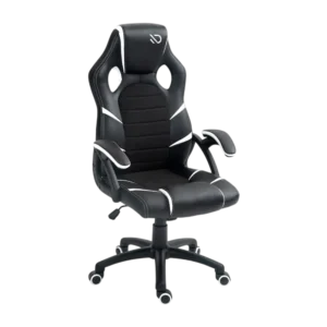 Cadeira Gamer Duex DX9002 Estrutura em Aço Pistão a Gás Classe 4 Reclinável Mecanismo Butterfly Suporta até 120kg Preto/Branco - Unidade