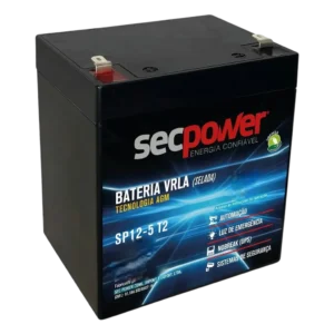 Bateria Selada VRLA AGM Secpower 12V 5Ah SP12-5 para Sistemas de Segurança e Nobreak
