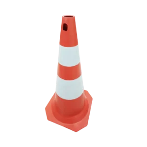 Cone de Sinalização em PVC Rígido 75cm Laranja e Branco para Balizamento e Segurança Viária