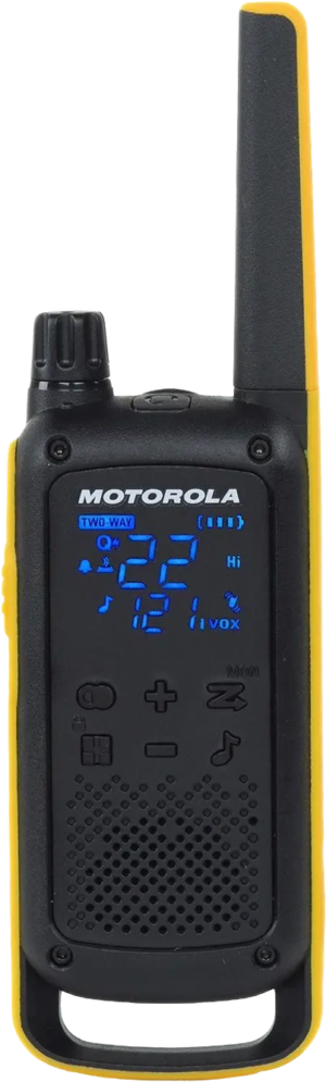 Rádio Comunicador Walkie Talkie Motorola Talkabout T470BR UHF FRS 26 Canais IP54 Alcance Até 35km Amarelo e Preto (Par)