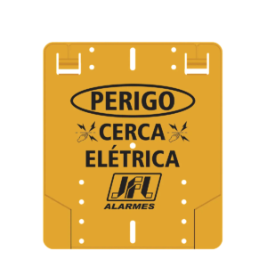 Placa de Advertência para Cerca Elétrica Encaixe Fácil Polímero com Proteção UV Amarela e Preta JFL